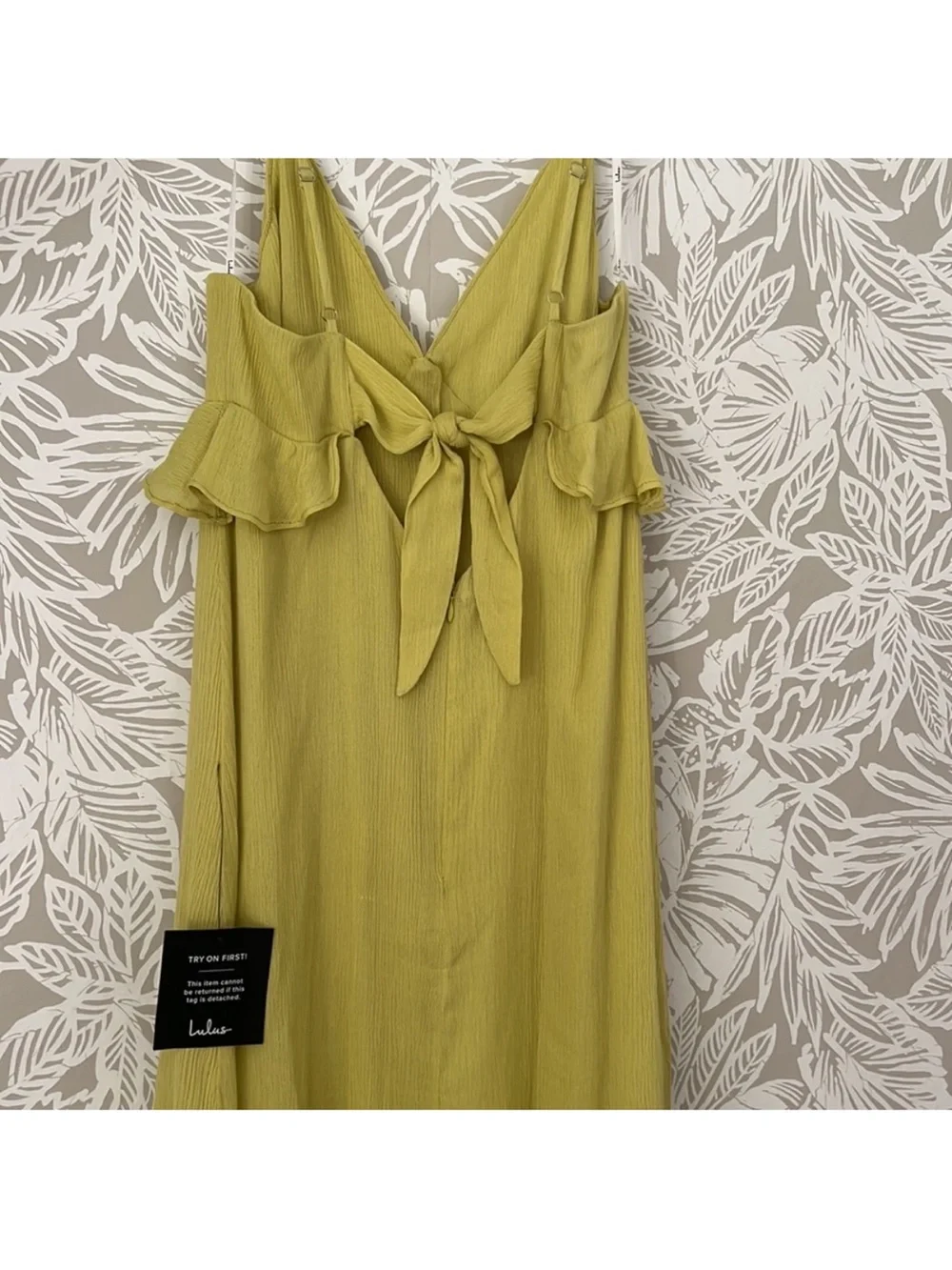 Lulu's Light Green Ruffle High-Low Slip Dress - Picture 3 of 4